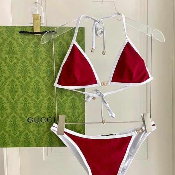 Gucci Other - Gucci Red and White Triangle Bikini